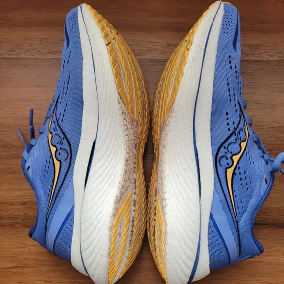 Saucony Endorphin Speed 3 Shoes 32 miles Blue Gold 9 Running Nylon Plate - Picture 4 of 7